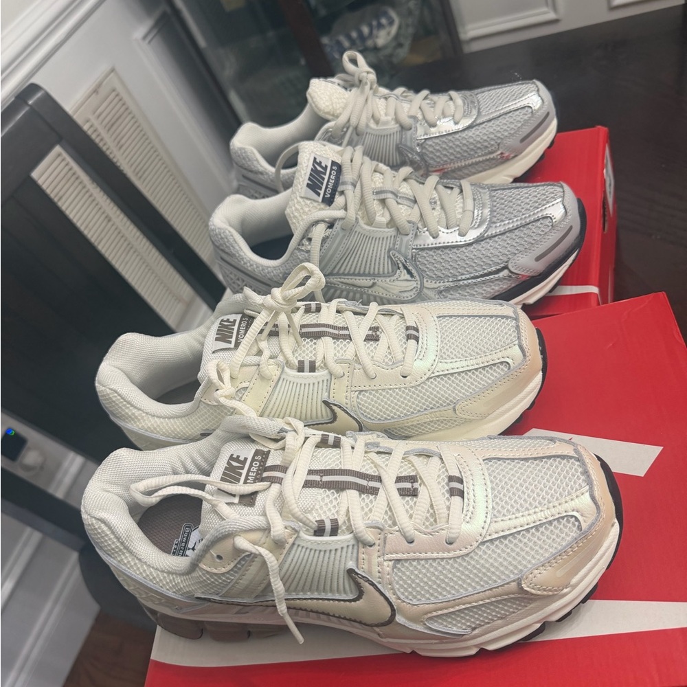 Nike Metallic Silver and White Sneakers - Picture 2 of 3
